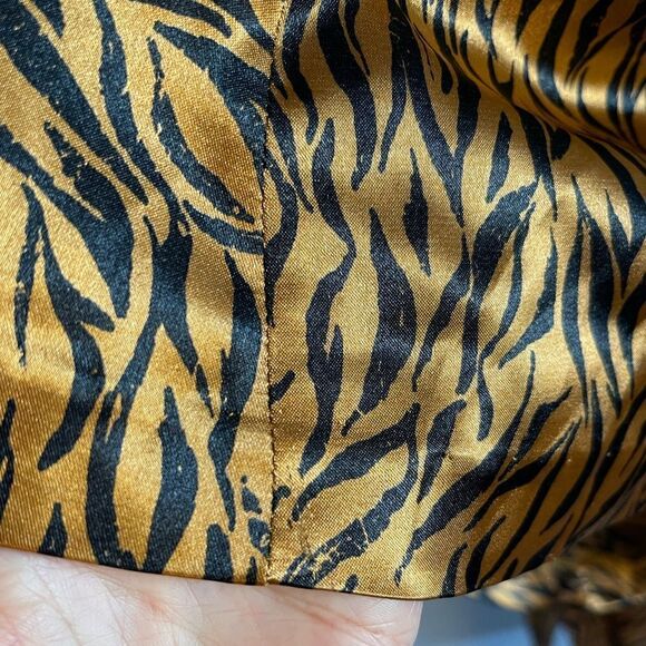 Likely Khaleesi Animal Print Long Sleeve Ruched Tie Mini Dress | SZ 2 | Gold - Picture 11 of 12